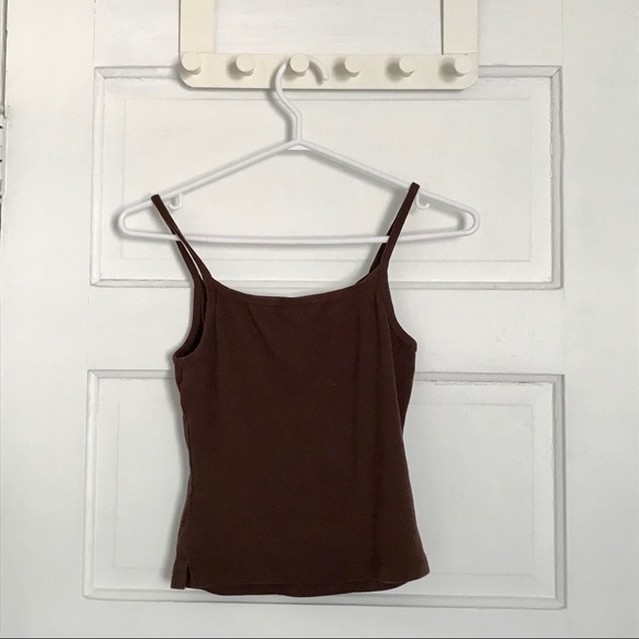 Brown Cropped Tank Top - Picture 2 of 3